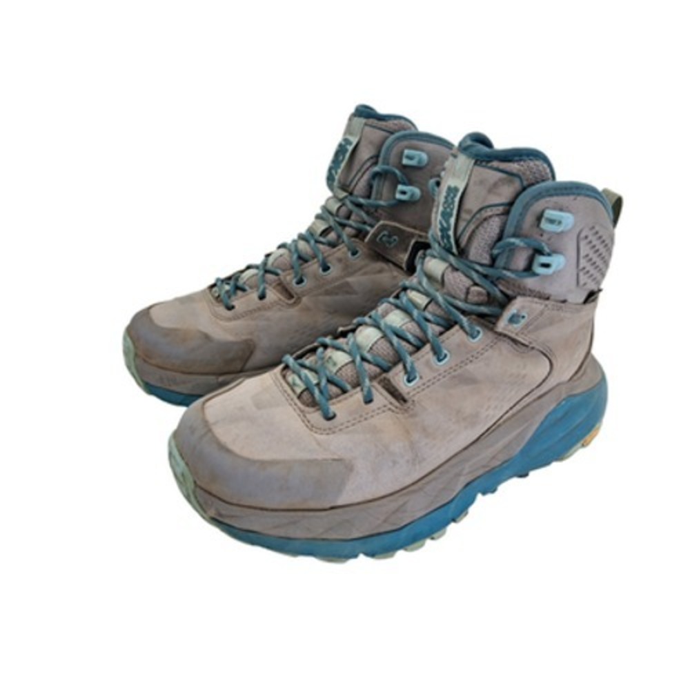 Hoka One One Kaha GTX Boots Womens Size 6.5 Gray Gore-Tex Nubuck Hiking Vibram